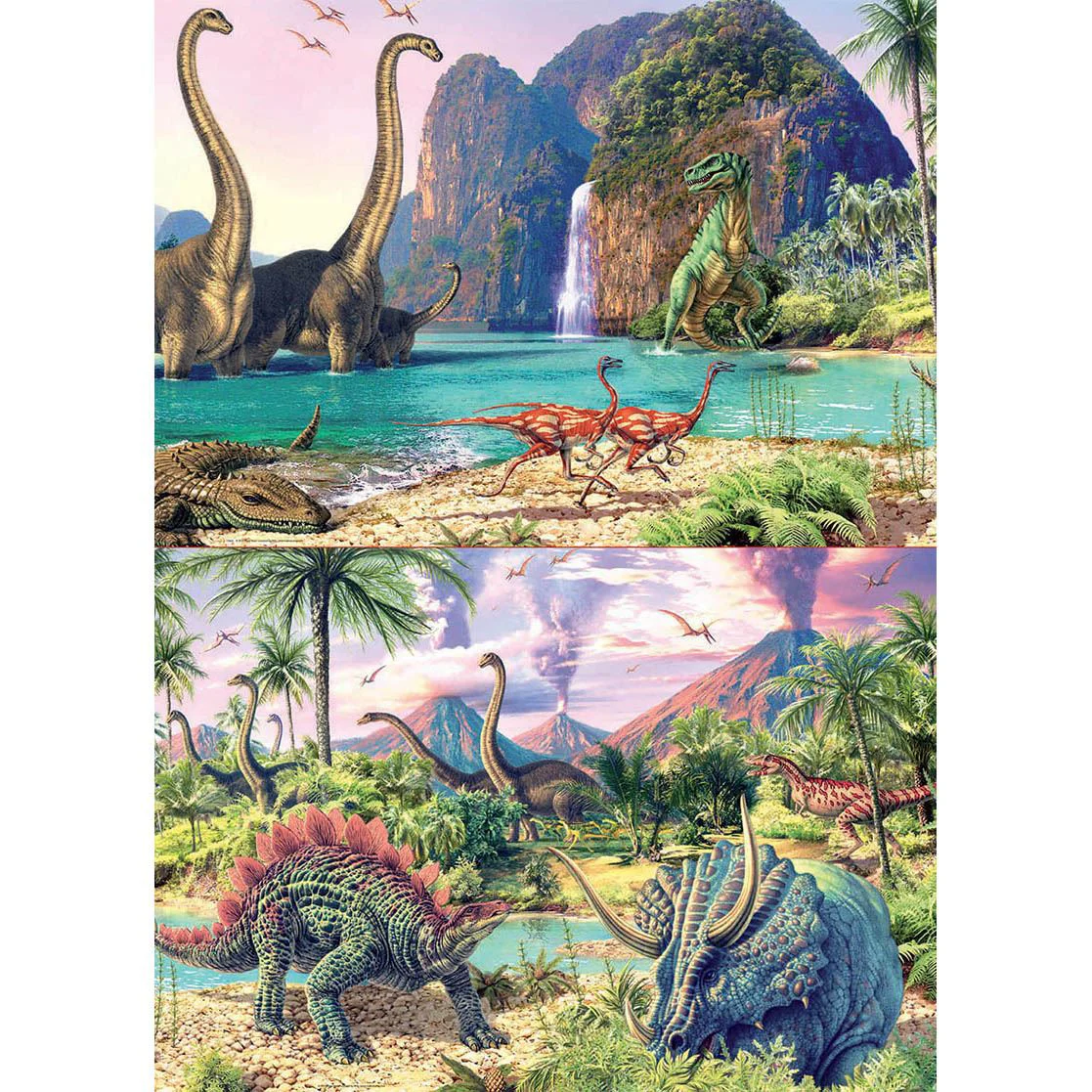 Puzzle Educa 2 in 1 Lumea dinozaurilor, 100 piese foto