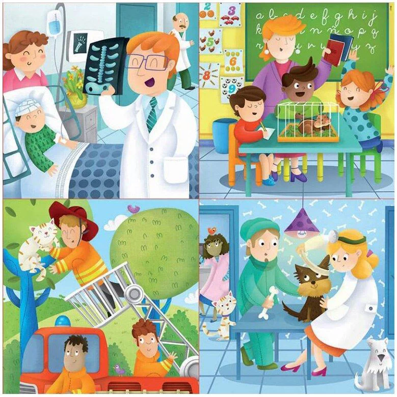 Puzzle Educa 4 in 1 Cand voi creste eu vreau sa fiu (12, 16, 20, 25 piese) foto