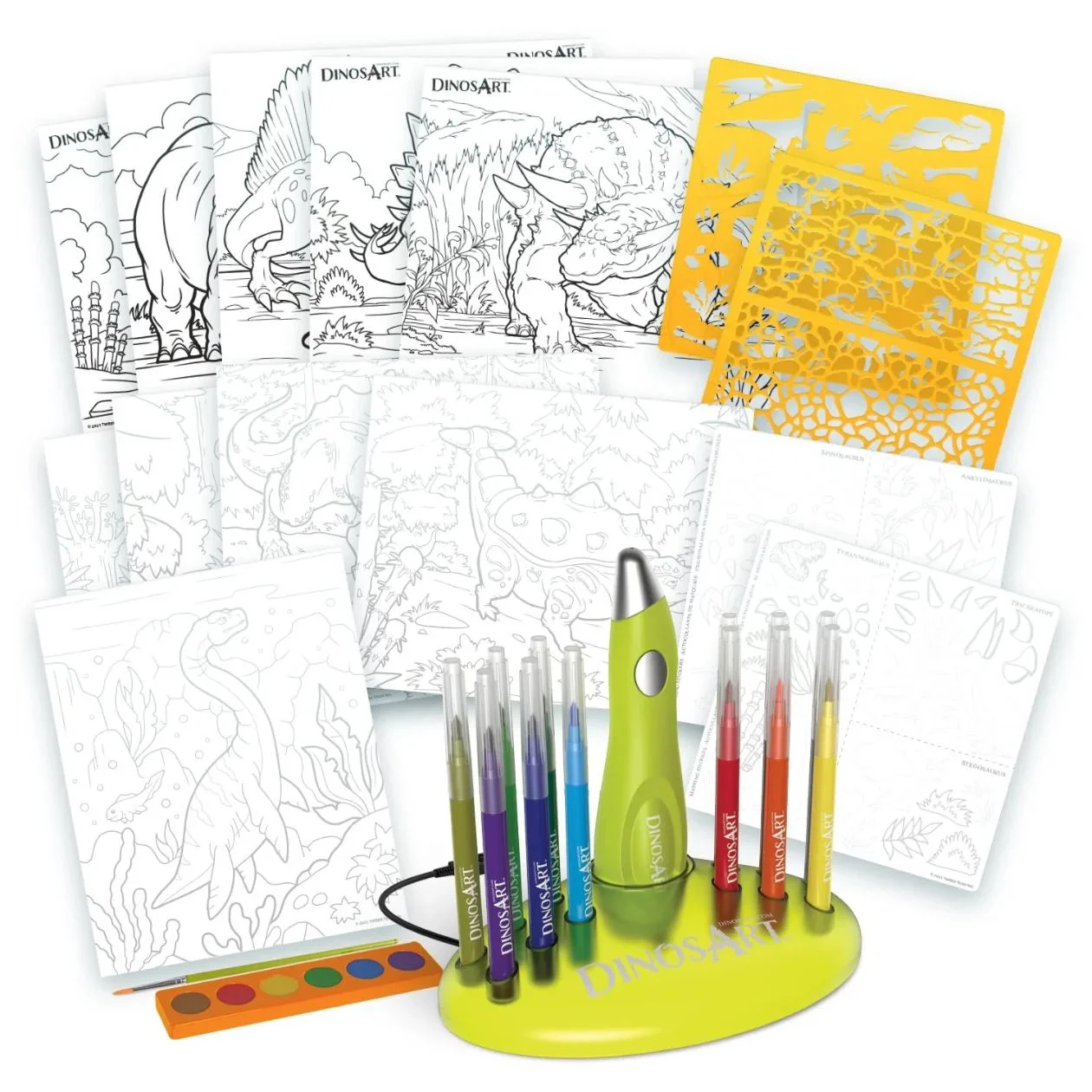 Set de colorat DinosArt cu aerograful