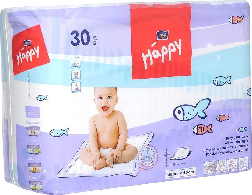 Одноразовые пеленки Bella Happy, 30 штук (60 x 60 см)