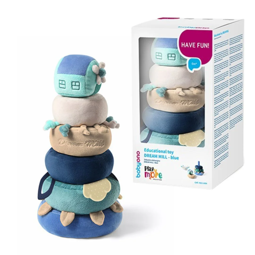 Piramida educativa moale BabyOno Dream Mill Albastru foto
