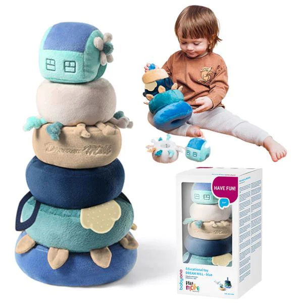 Piramida educativa moale BabyOno Dream Mill Albastru foto