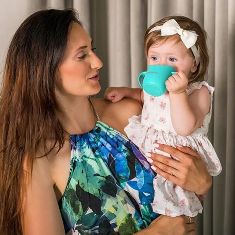 Эргономичная кружка Babyono для обучения самостоятельного питья, мятный foto