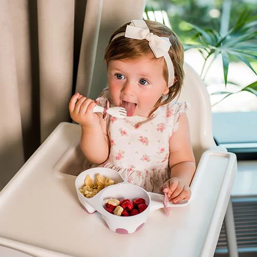 Набор Ложечка и вилочка Babyono с ограничителем в футляре, cиний foto