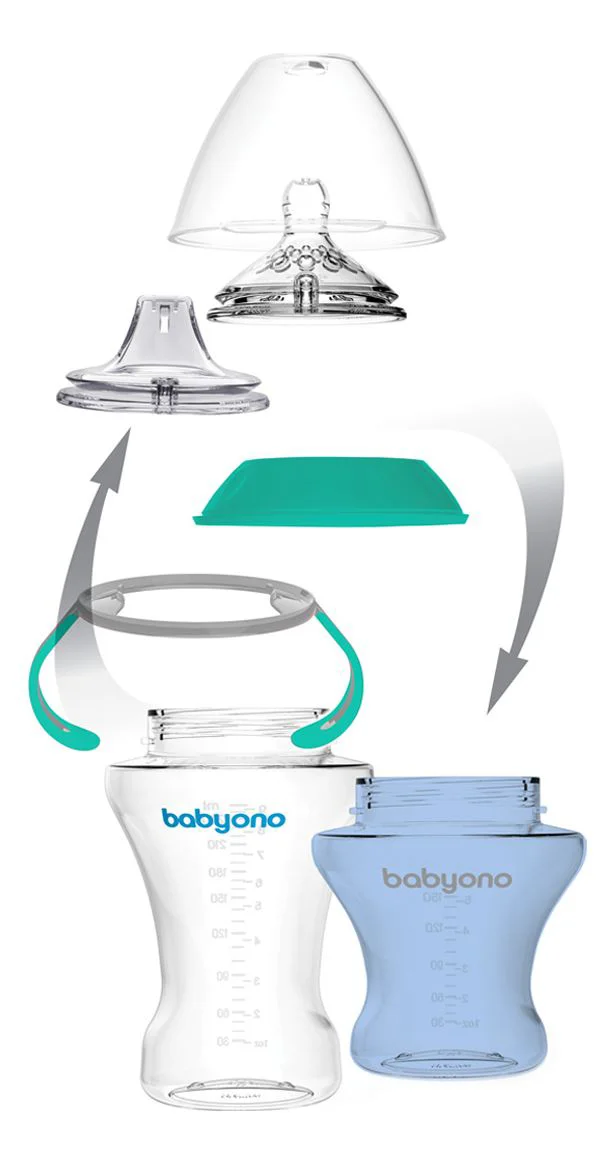 Cana cu nasuc din silicon BabyOno si sistem anti-varsare, 180ml foto