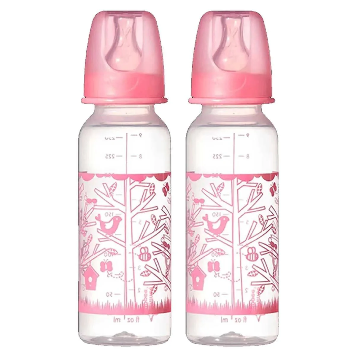 Biberon Tommee Tippee Basics decorat Roz (3+ luni), 250 ml, 2 buc.