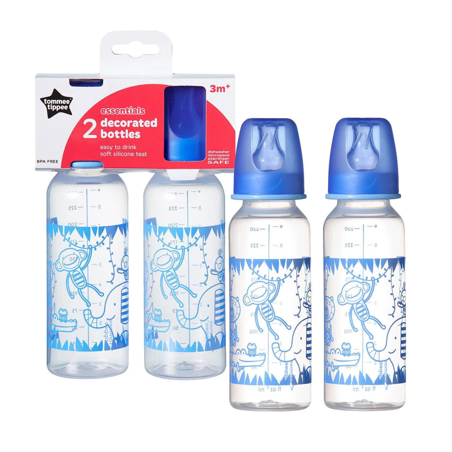 Biberon Tommee Tippee decorat (3+ luni), 250 ml, 2 buc.