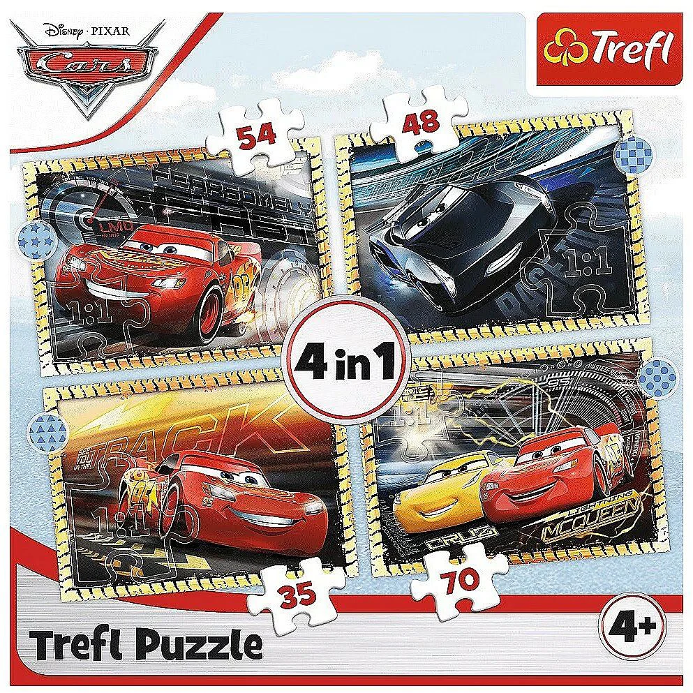 Puzzle Trefl 4in1 Masinute Disney 3, Ready! steady! go! foto