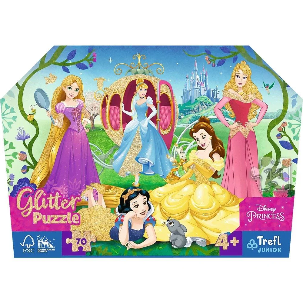Puzzle Trefl Printesele Disney, 70 piese sclipitoare foto
