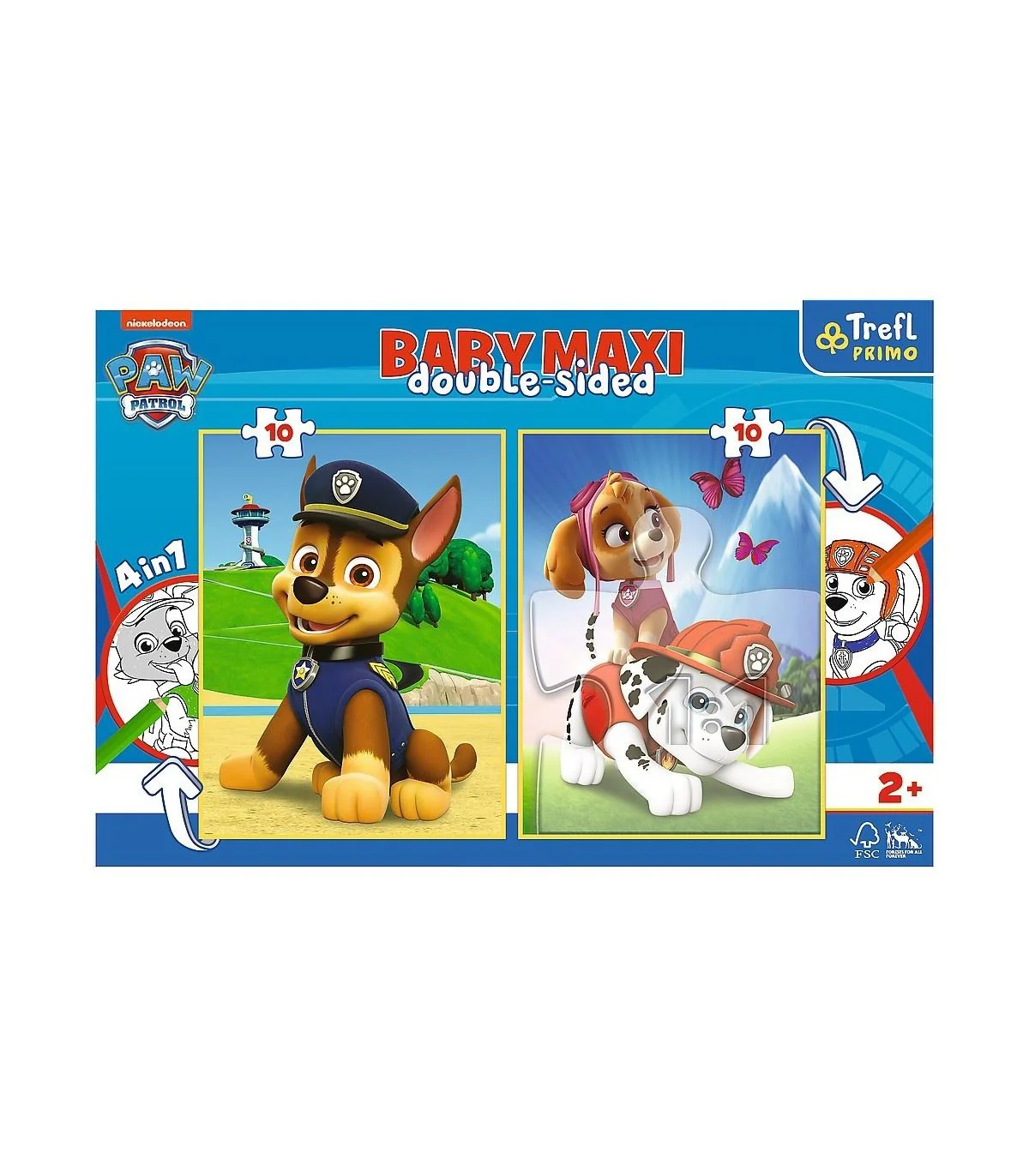 Puzzle cu doua fete Trefl Baby Patrula catelusilor, 2 x 10 piese Maxi foto