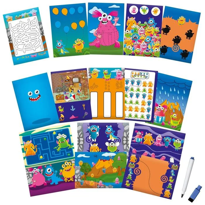 Joc cu marker Vladi Toys Scrie si sterge, Monstri foto