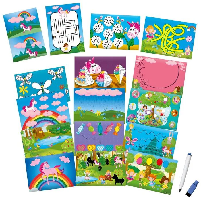 Joc cu marker Vladi Toys Scrie si sterge, Unicorn foto