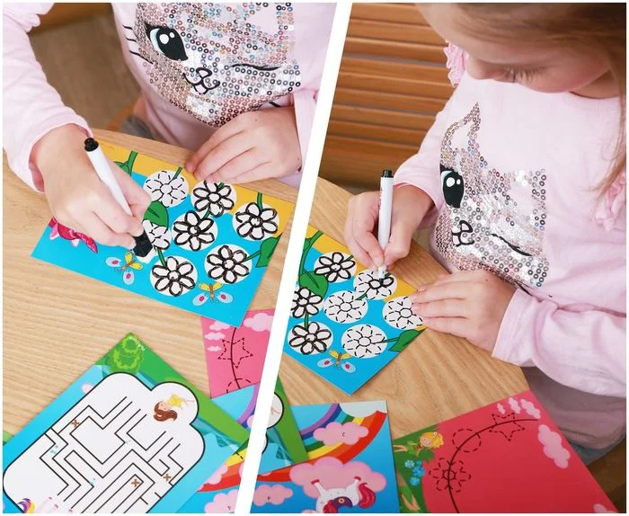 Joc cu marker Vladi Toys Scrie si sterge, Unicorn foto