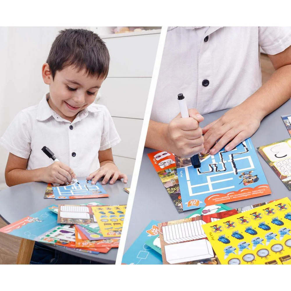 Joc educativ Vladi Toys Scrie si sterge cu marker, 44 Pisoi