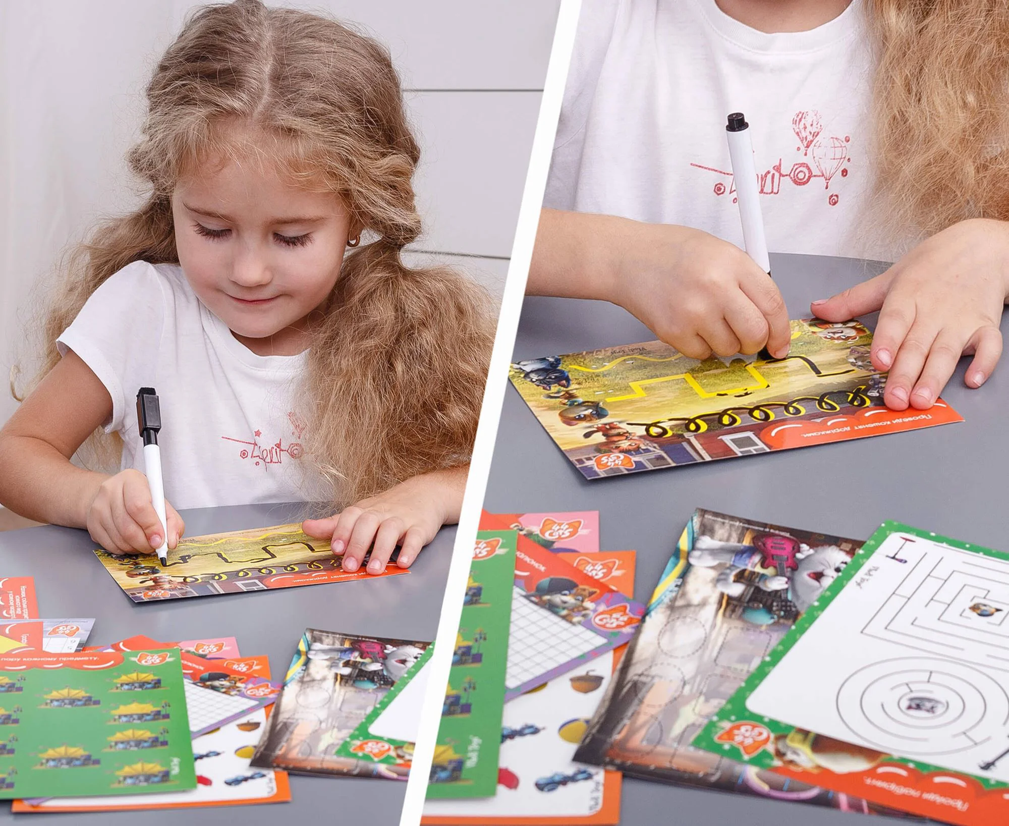 Joc educativ Vladi Toys Scrie si sterge cu marker, 44 Pisoiasi