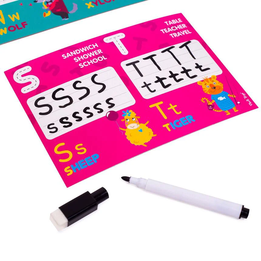 Joc educativ Vladi Toys Scrie si sterge cu marker, Alfabetul Englez foto