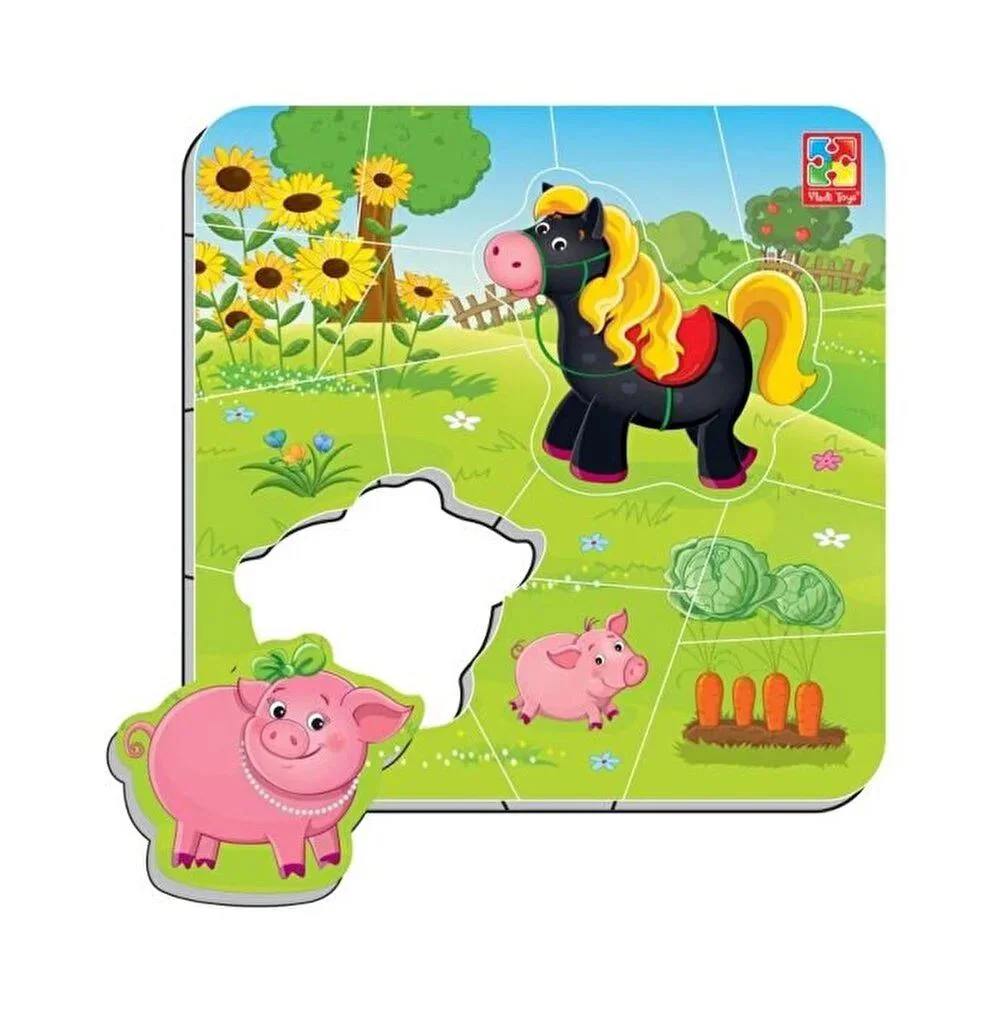 Puzzle magnetic Vladi Toys Ferma, 16 piese