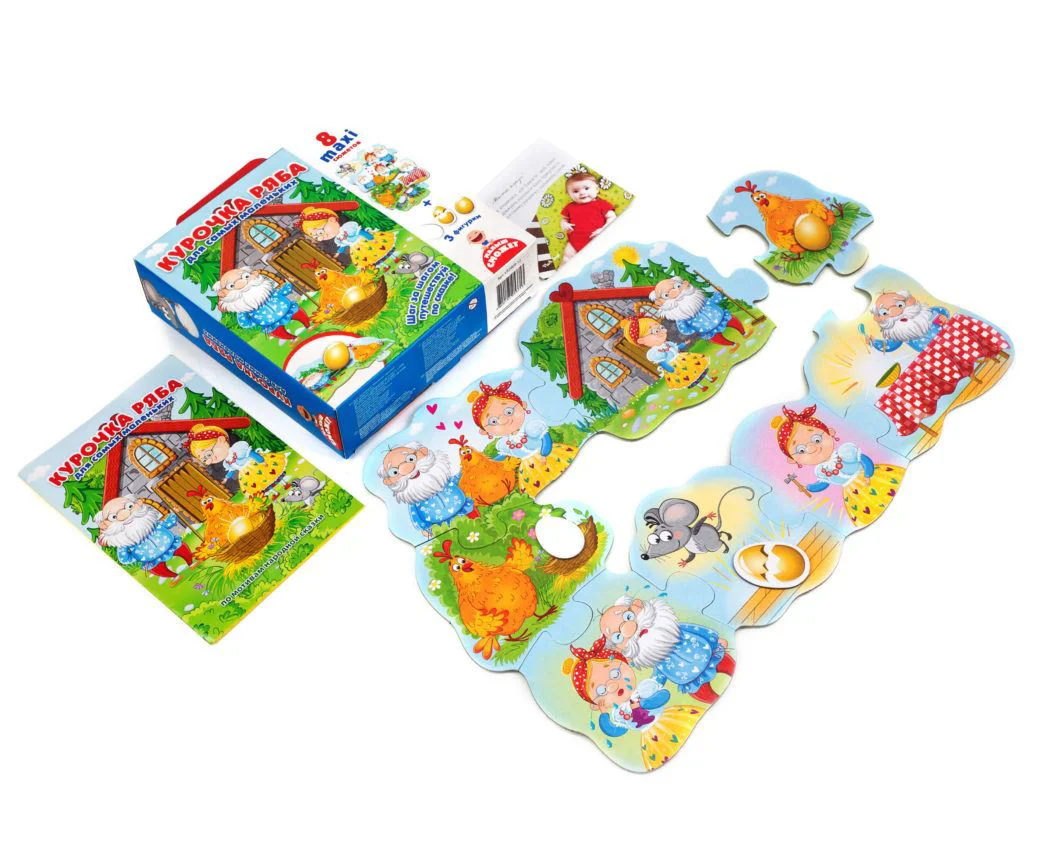 Головоломка для самых маленьких Vladi Toys Курочка Ряба, 8 штук макси