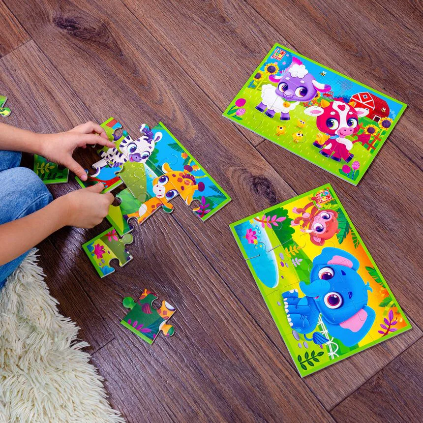 Puzzle moale Vladi Toys Elefant si maimuta, A5, 12 piese