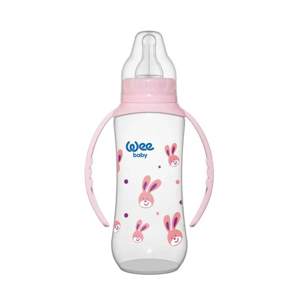 Biberon din plastic cu manere WeeBaby cu tetina din silcon (6-18 luni), 270 ml foto