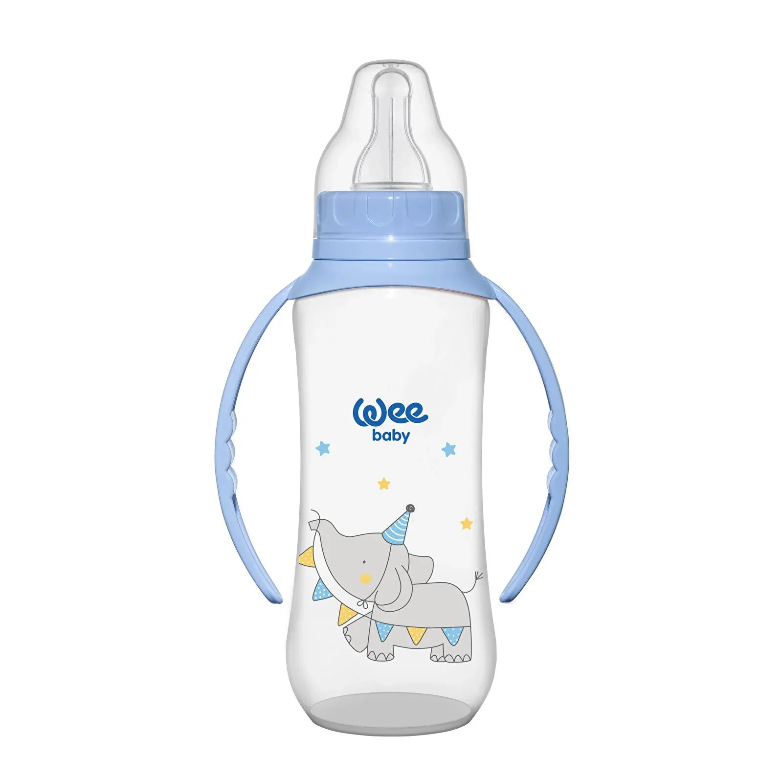 Biberon din plastic cu manere WeeBaby cu tetina din silcon (6-18 luni), 270 ml foto
