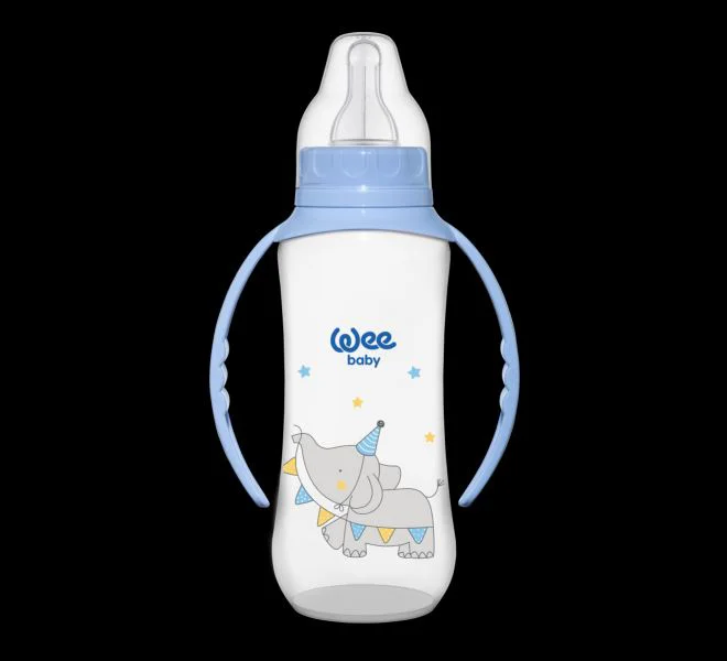 Biberon din plastic cu manere WeeBaby cu tetina din silcon (6-18 luni), 270 ml foto