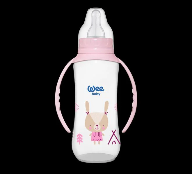 Biberon din plastic cu manere WeeBaby cu tetina din silcon (6-18 luni), 270 ml foto
