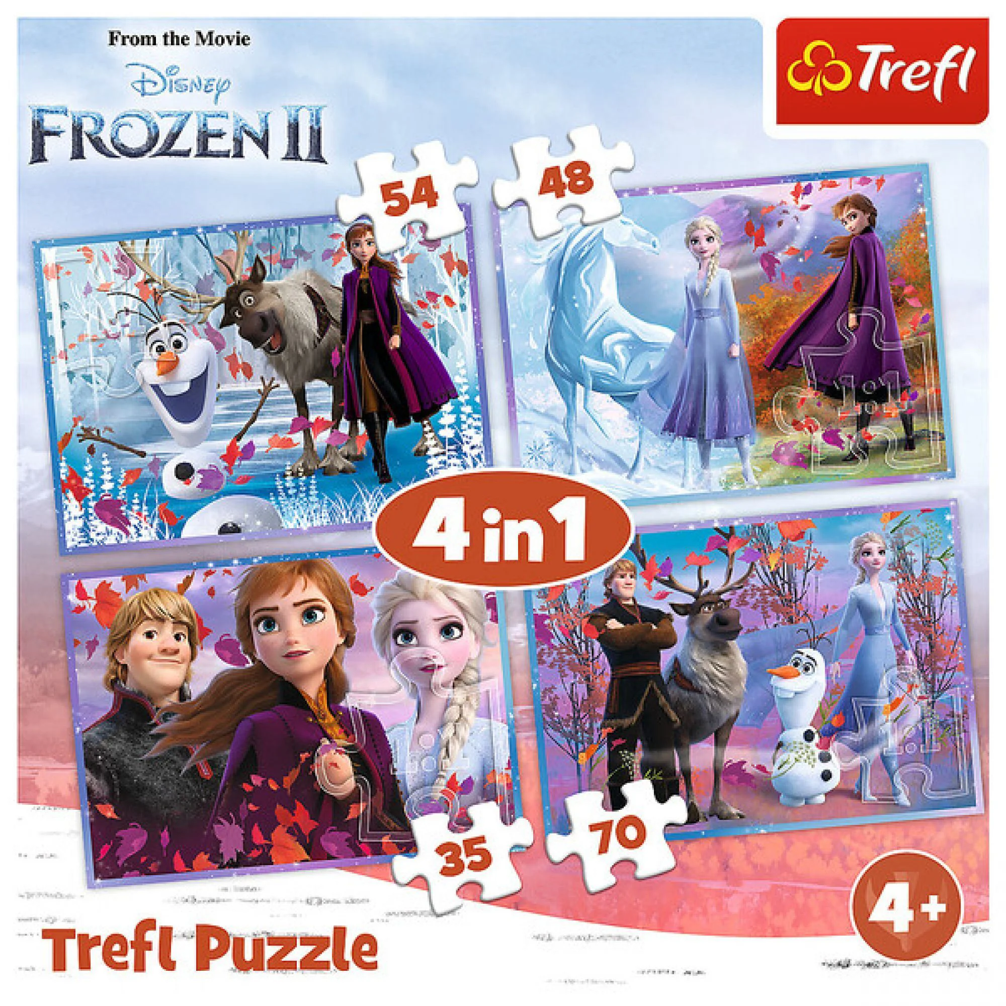 Пазл Trefl 4 в 1 Disney Frozen 2, Путешествие в неизвестность (35, 48, 54, 70 штук)