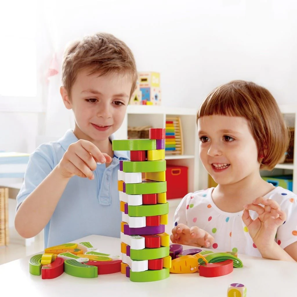Joc din lemn Hape Jenga, cu legume foto
