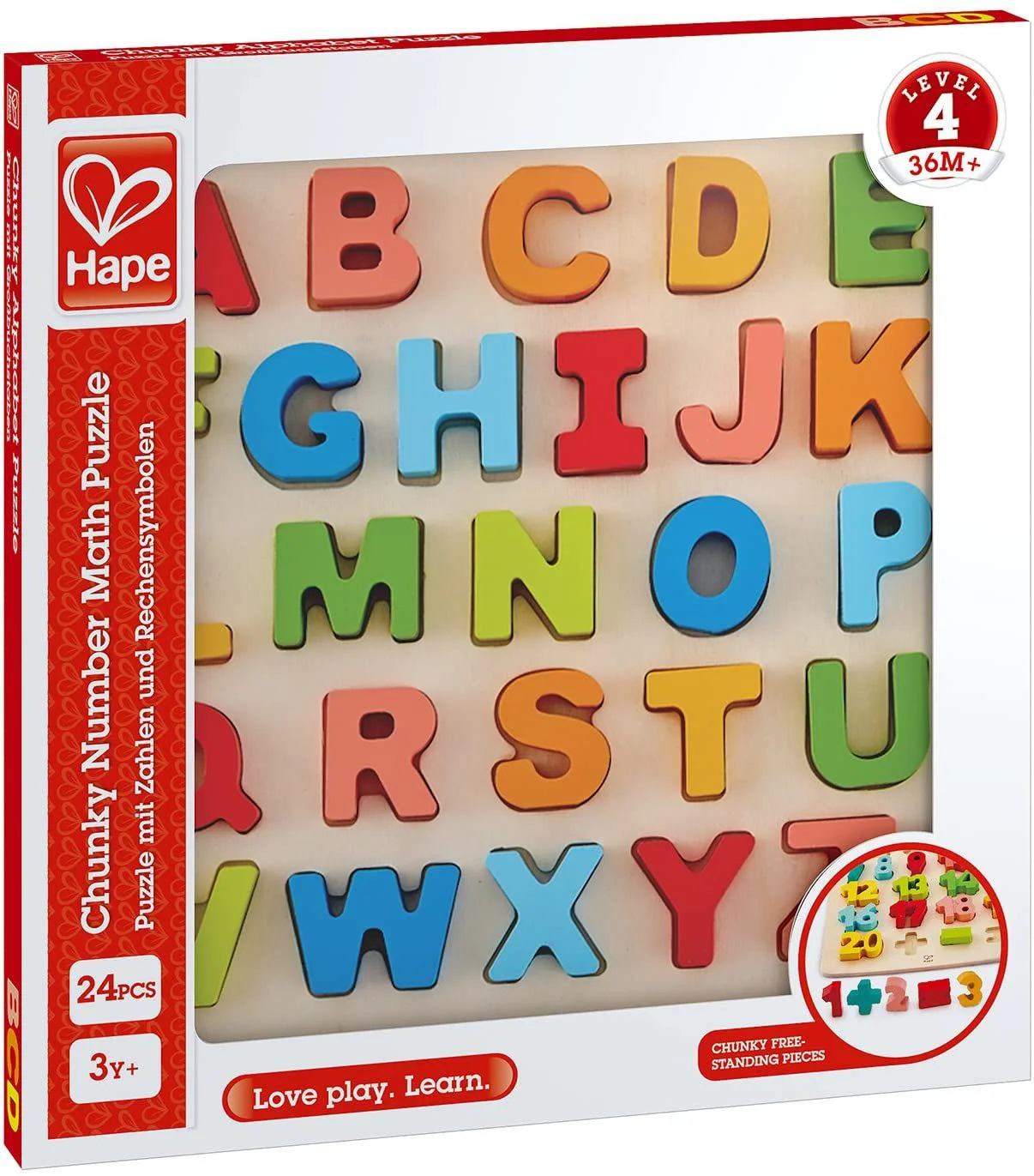 Деревянная головоломка Hape Алфавит, с толстыми кусочками, 27 деталей