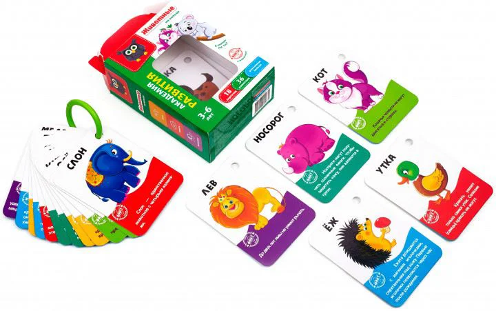 Joc educativ Vladi Toys Cartonase cu inel, Animale