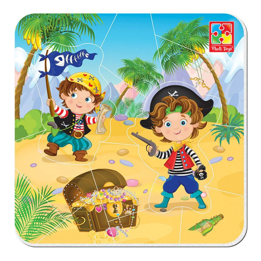Puzzle magnetic Vladi Toys Piratii, 16 piese
