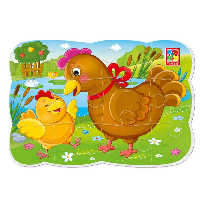 Puzzle magnetic Vladi Toys Gaina si puiul A5, 12 piese foto