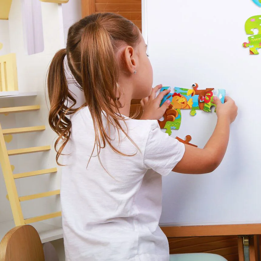 Puzzle magnetic Vladi Toys Gaina si puiul A5, 12 piese foto