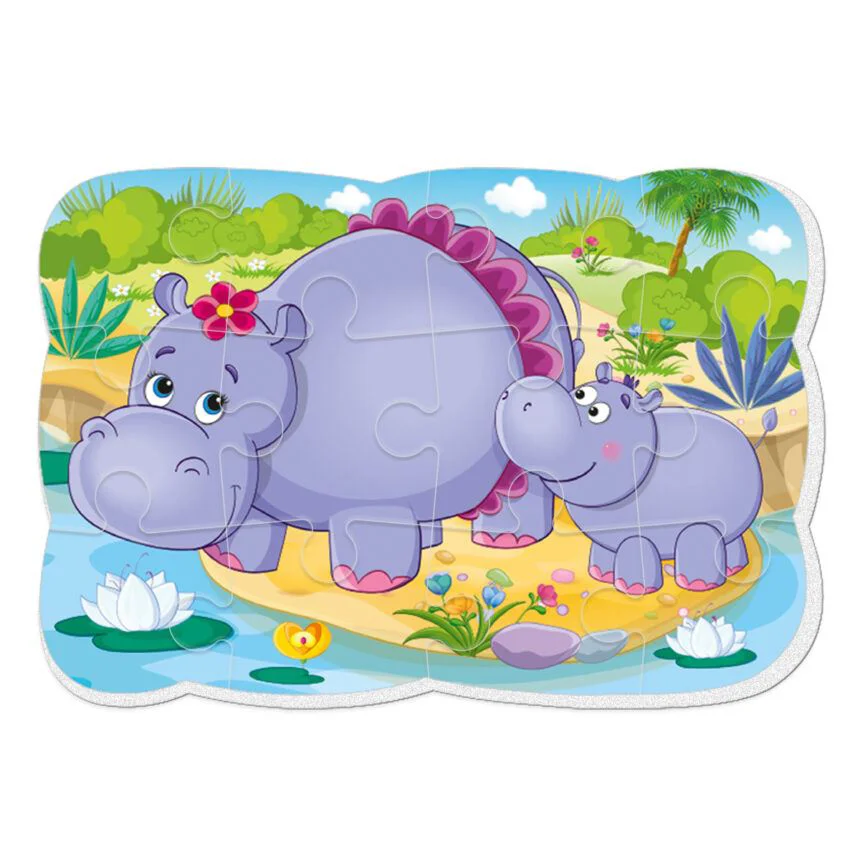Puzzle magnetic Vladi Toys Hipopotamii А5, 12 piese foto