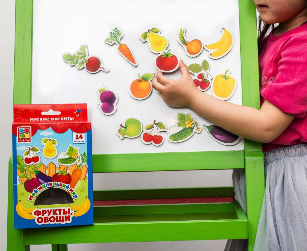 Коллекция магнитов Vladi Toys Мой маленький мир, Фрукты и овощи
