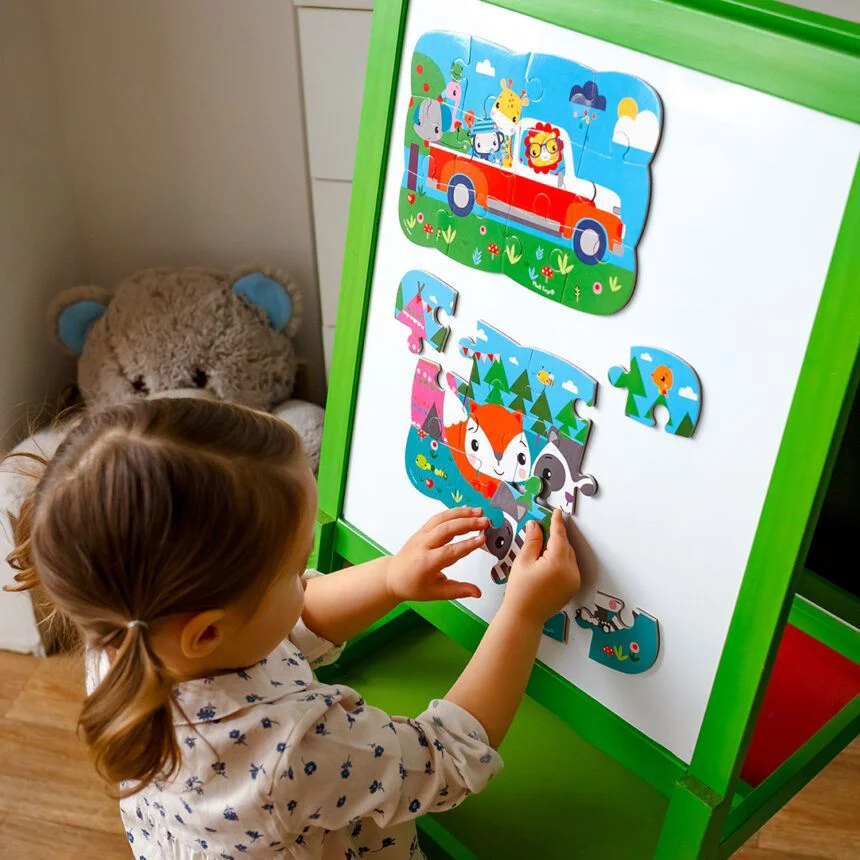 Puzzle magnetic Fisher Price A5 Calatoria vesela, 12 piese foto