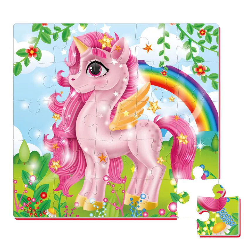 Puzzle moale Vladi Toys, Fisher Price, Unicorn roz, 25 piese foto