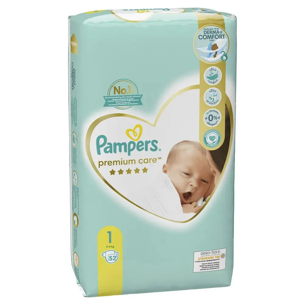 Scutece Pampers Premium Care 1 (2-5 kg), 52 buc. foto