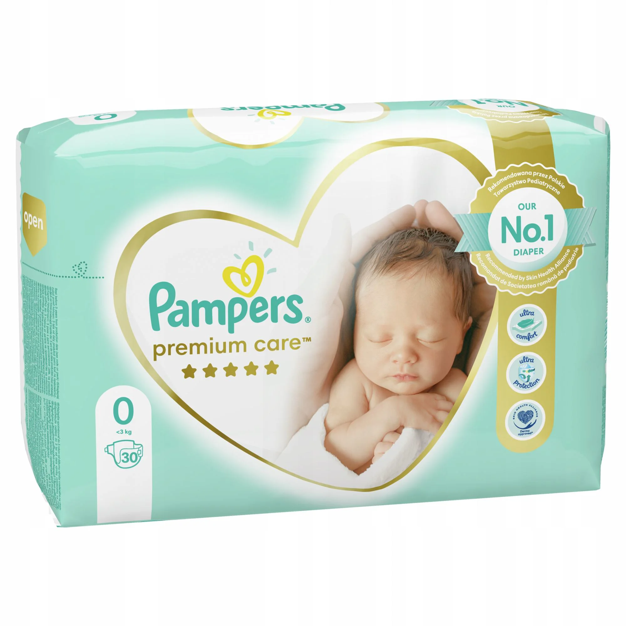Scutece Pampers Premium Care 0 New Born (<3 kg), 30 buc. foto