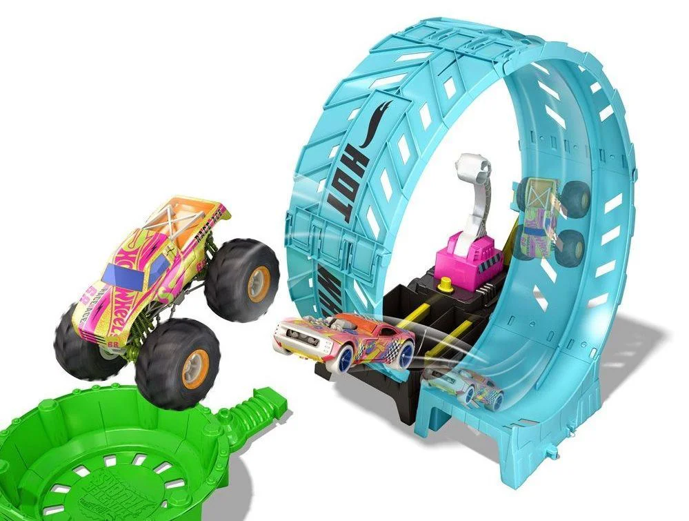 Set de joaca Hot Wheels Pistele monstrului, Straluceste in intuneric