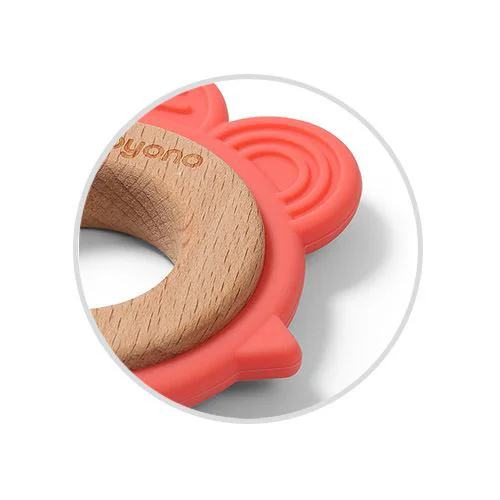 Кольцо для прорезывания зубов BabyOno Цыпленок из дерева и силикона foto