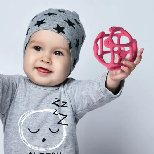 Jucarie pentru dentitie BabyOno din silicon, Roz Fucsia foto