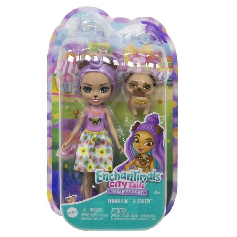 Set de joaca Enchantimals Papusa Penna Pug si Catelusul Trusty foto