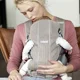 Marsupiu anatomic BabyBjorn Mini Greige cu pozitii multiple de purtare, Mesh