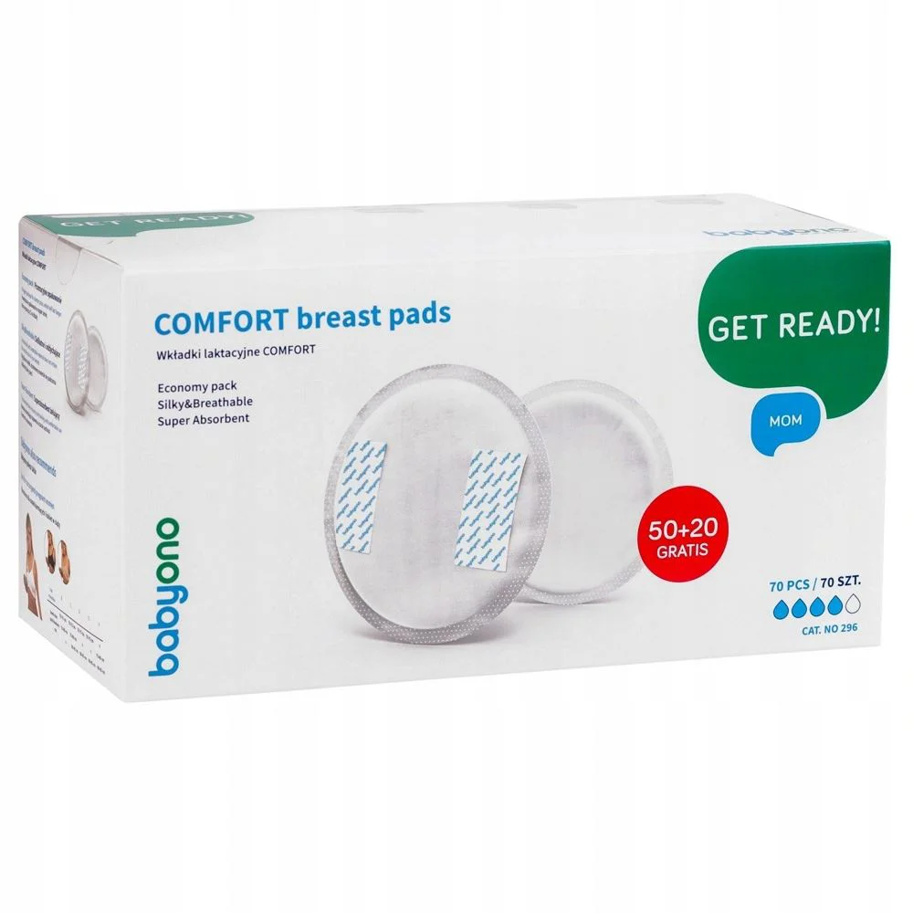 Прокладки лактационные BabyOno Comfort, 50+20 шт.