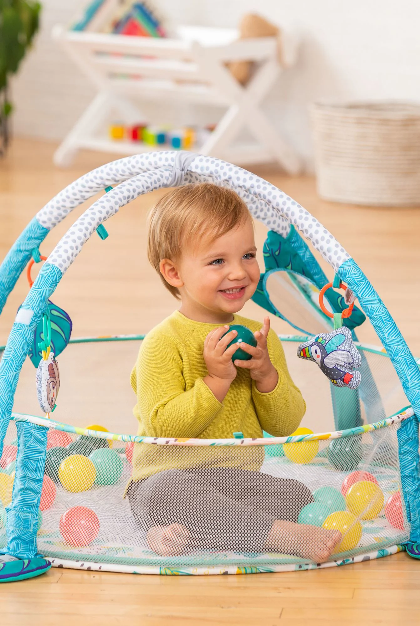 Covoras 3 in 1 Infantino Jumbo Tropics cu elemente de joaca foto