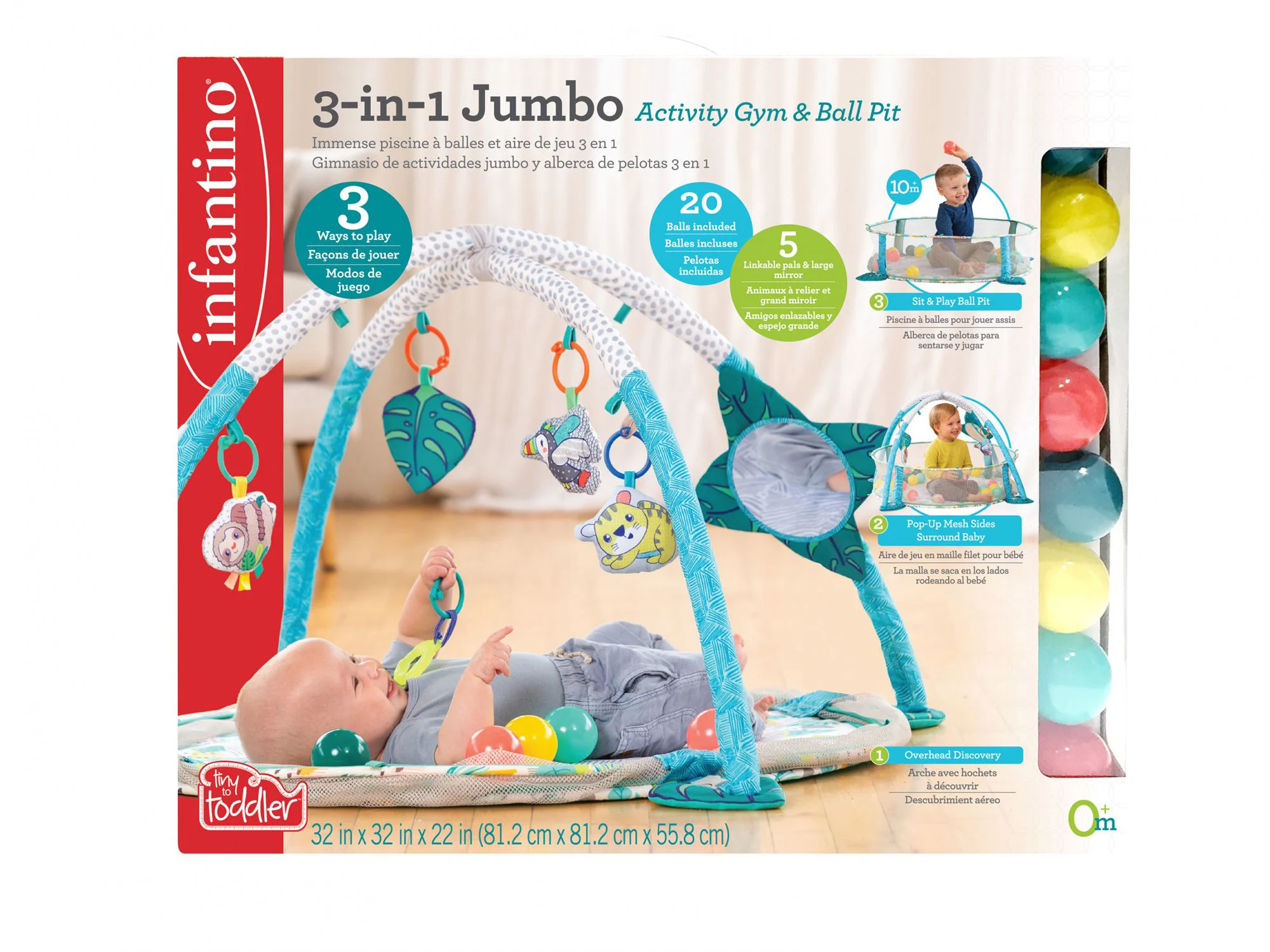 Covoras 3 in 1 Infantino Jumbo Tropics cu elemente de joaca foto