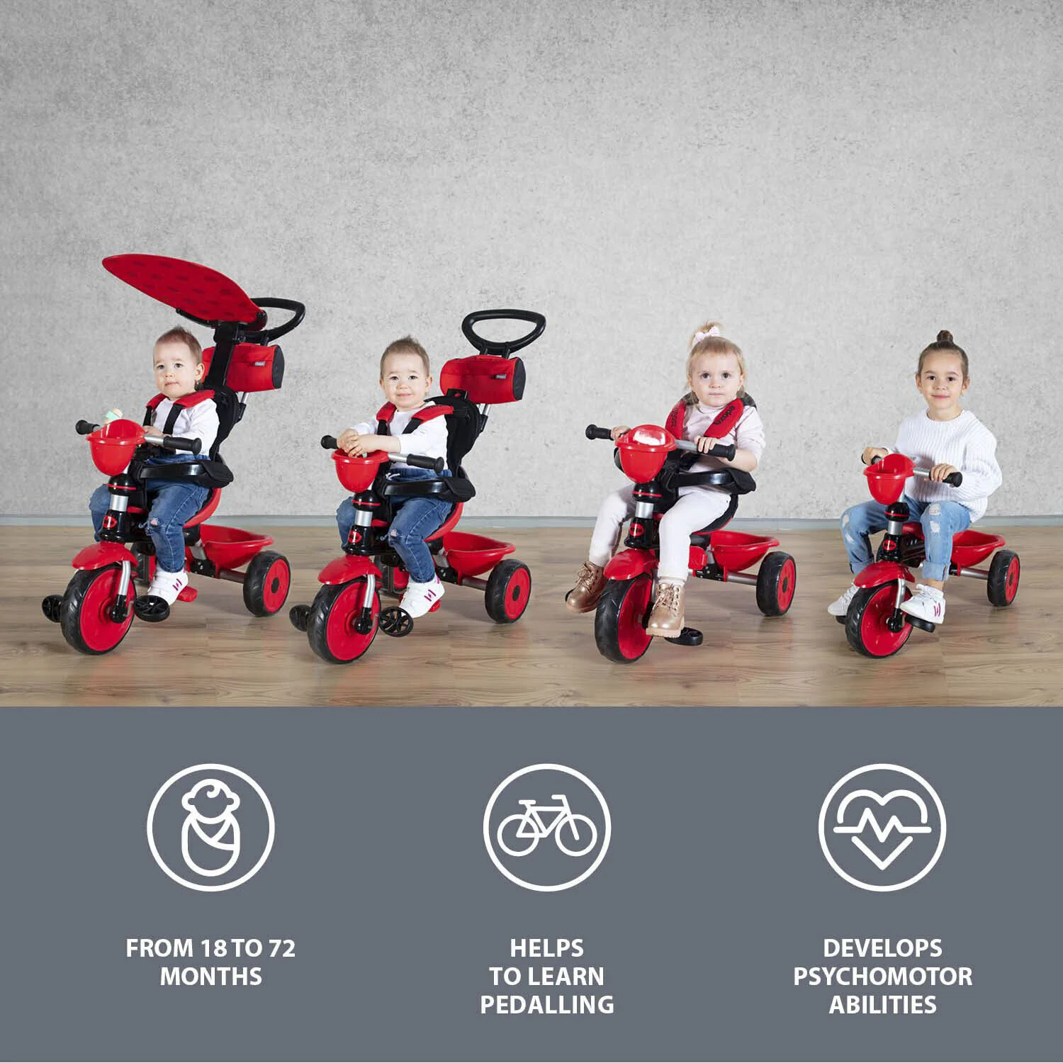 Регулируемый трехколесный велосипед ZOPA ZooGo Bee foto
