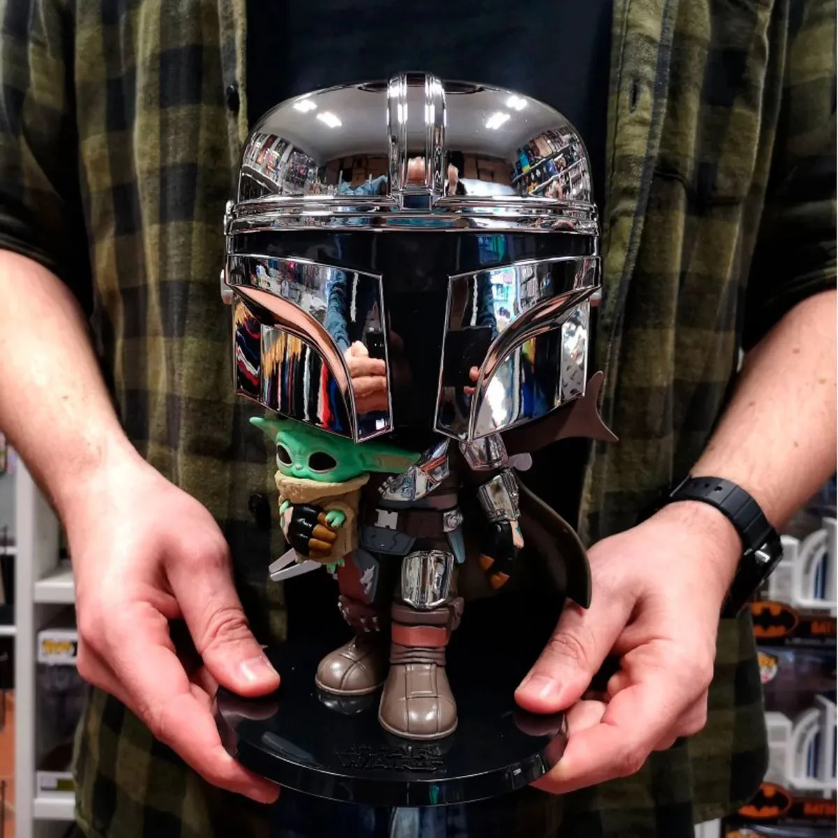 Figurina Funko Pop Mandalorian cu copil, 25 cm foto